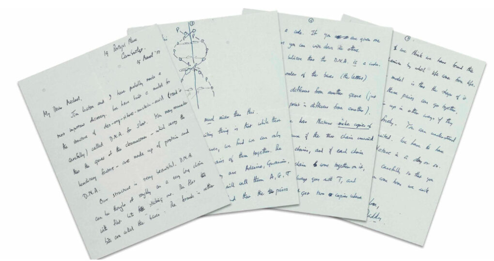 la lettera di Crick al figlio sulla scoperta del DNA