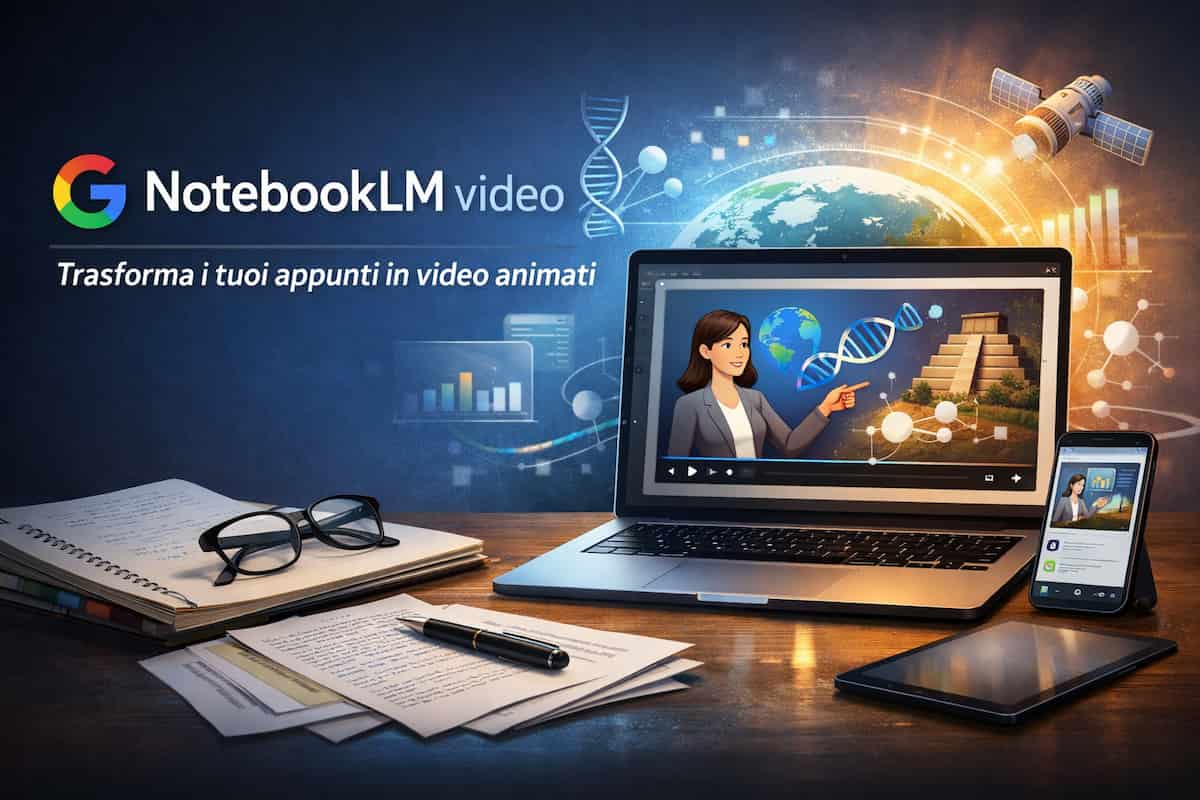 NotebookLM AI che trasforma appunti e documenti in video animati esplicativi