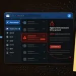 Illustrazione editoriale di una casella email con messaggi sospetti, simboli di intelligenza artificiale e segnali di phishing da verificare.