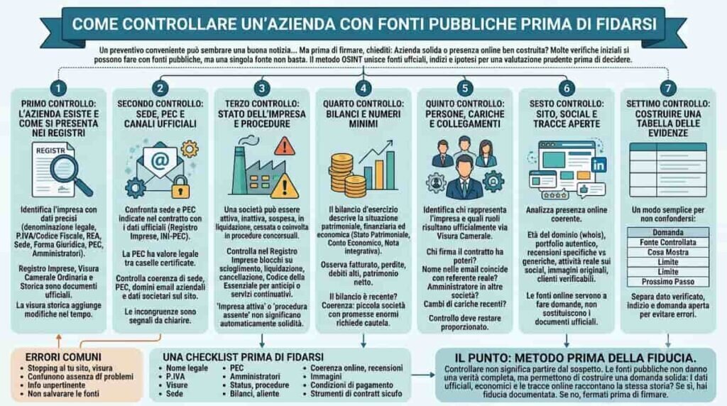 Come controllare un'azienda con fonti pubbliche prima di fidarsi